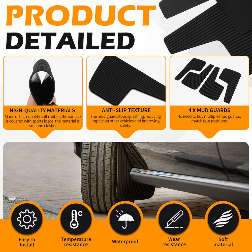 4Pcs For Chevy Express Van Rubber Mud Flaps Splash Guards Mudguard Splashguards