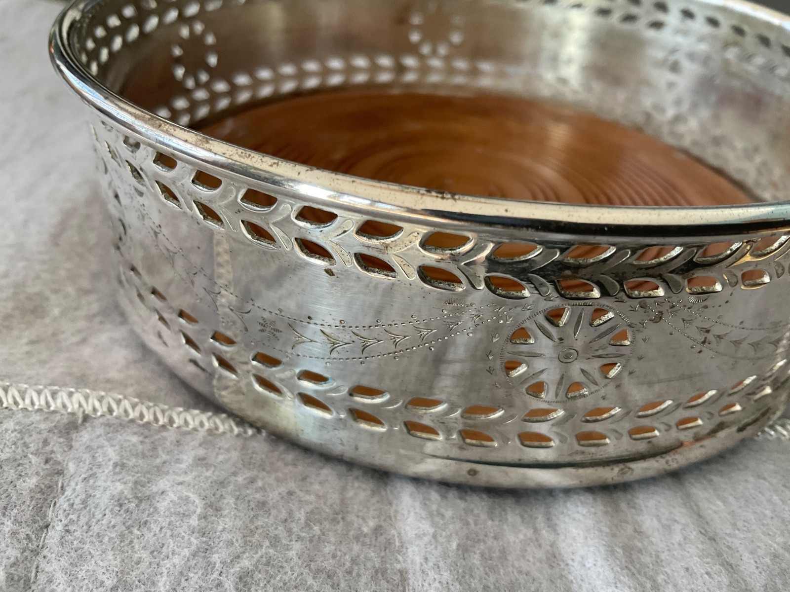 Vintage MCM Silverplate LENOX Kirk Stieff Wine Bottle Glass Coaster