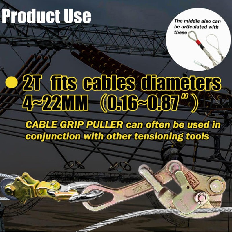 Cable Grip Steel Wires Puller 2 Ton Cable Puller Tool for 4-22 mm Wire Rope