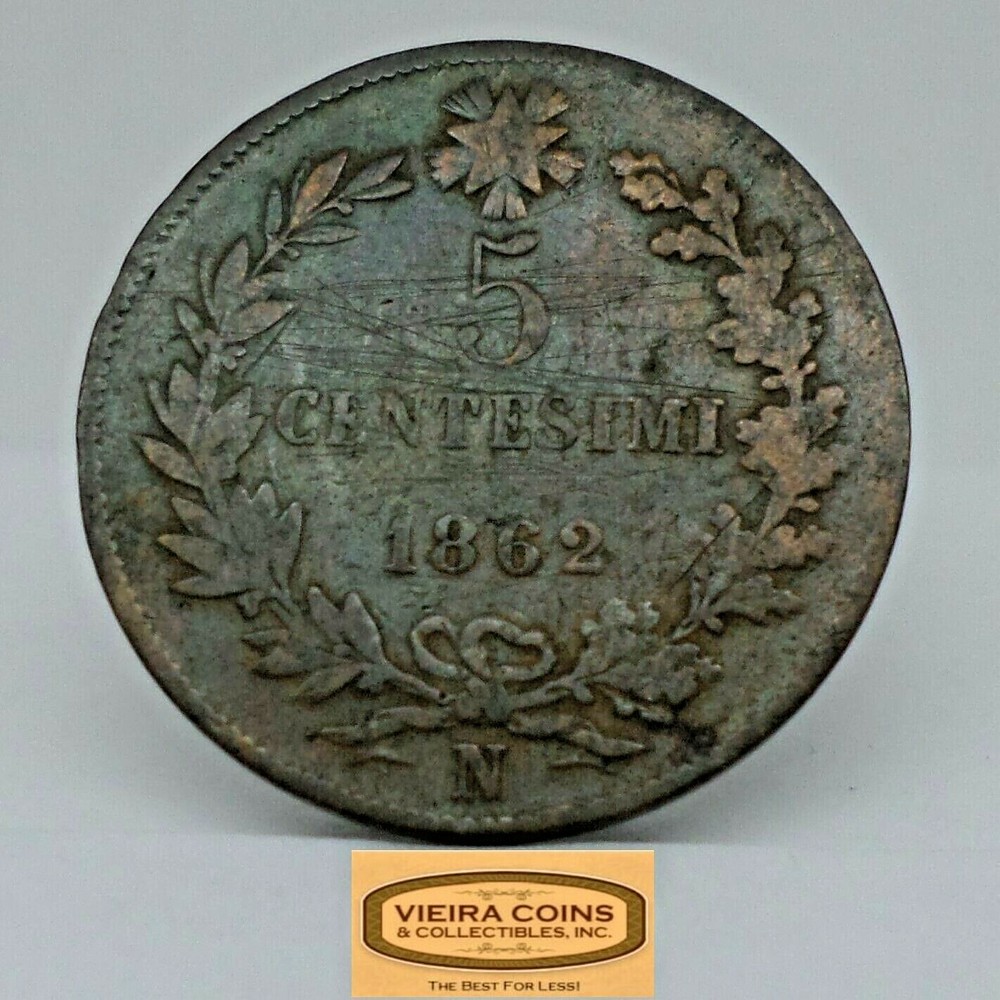 1862-N Italy 5 Centesimi, Free Shipping -  #C18377