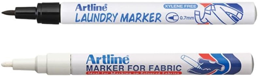 Black Laundry Marker and White Fabric Marker (Twin Pack)