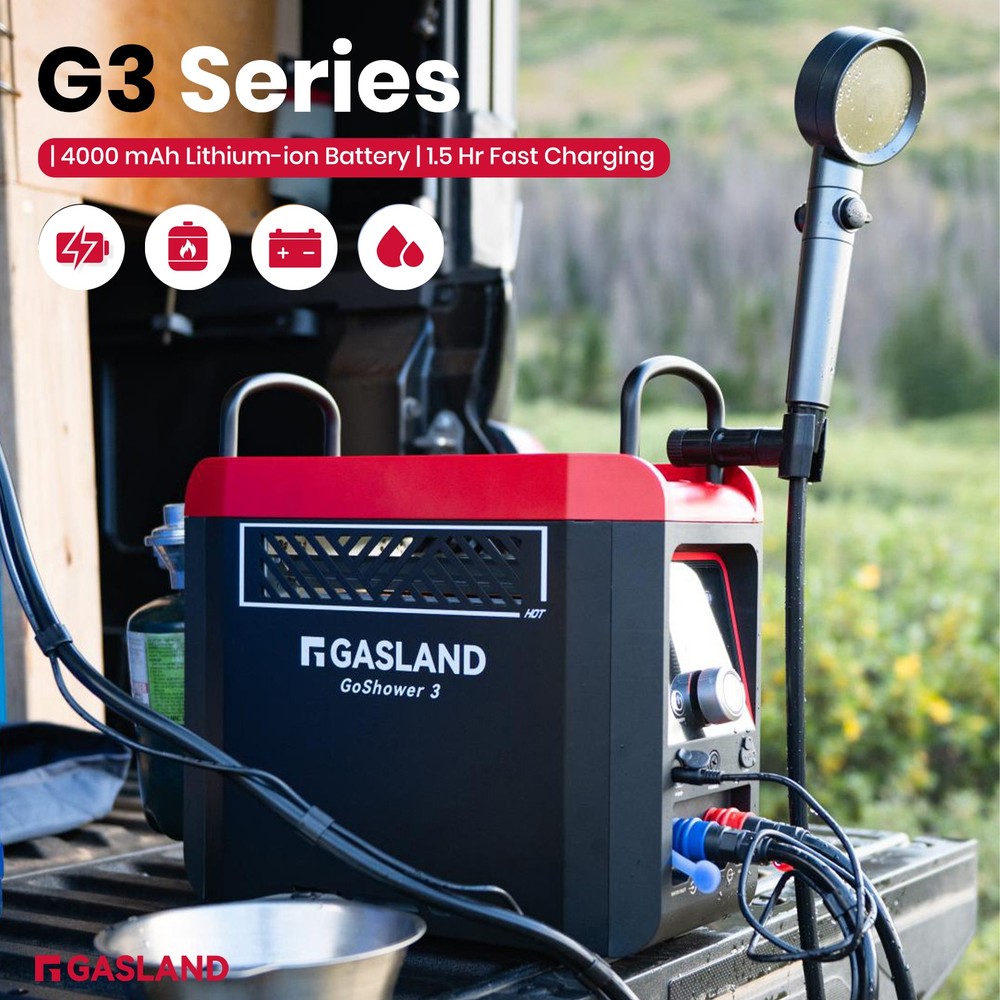 1lb Propane Water Heater Battery Powered Portable Shower for Camping RV Off Grid