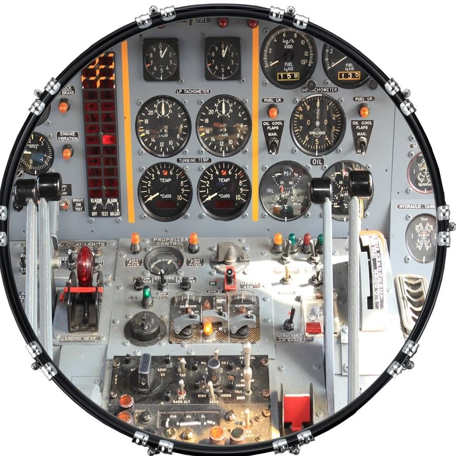 22" Custom Bass Kick Drum Front Head Graphic Graphical Flight Deck 2