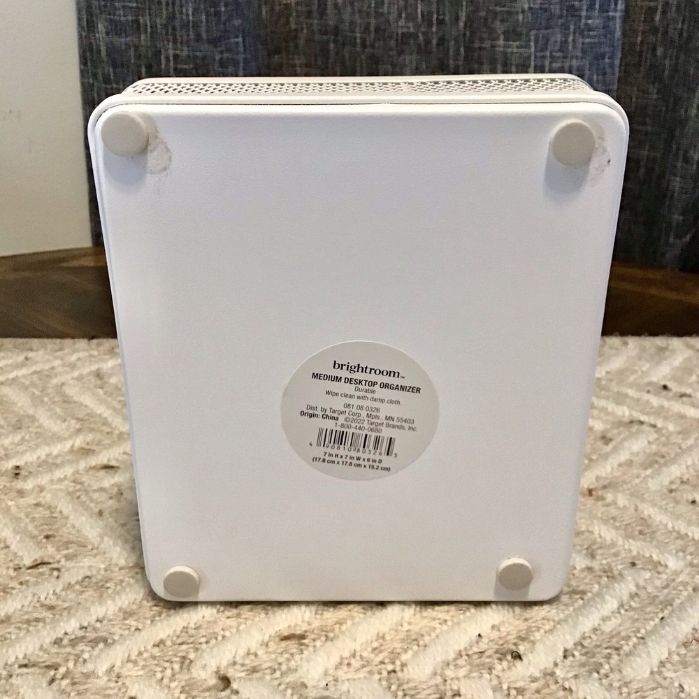 Bright Room White Mesh Desktop Organizer 7”x7”x6”Deep