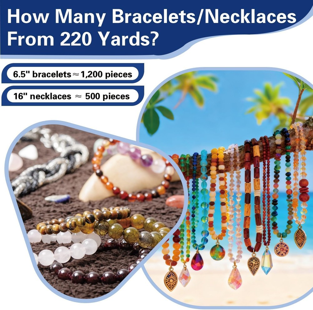 220 Yards Stretchy Bracelet String, 1mm Elastic String for Bracelets