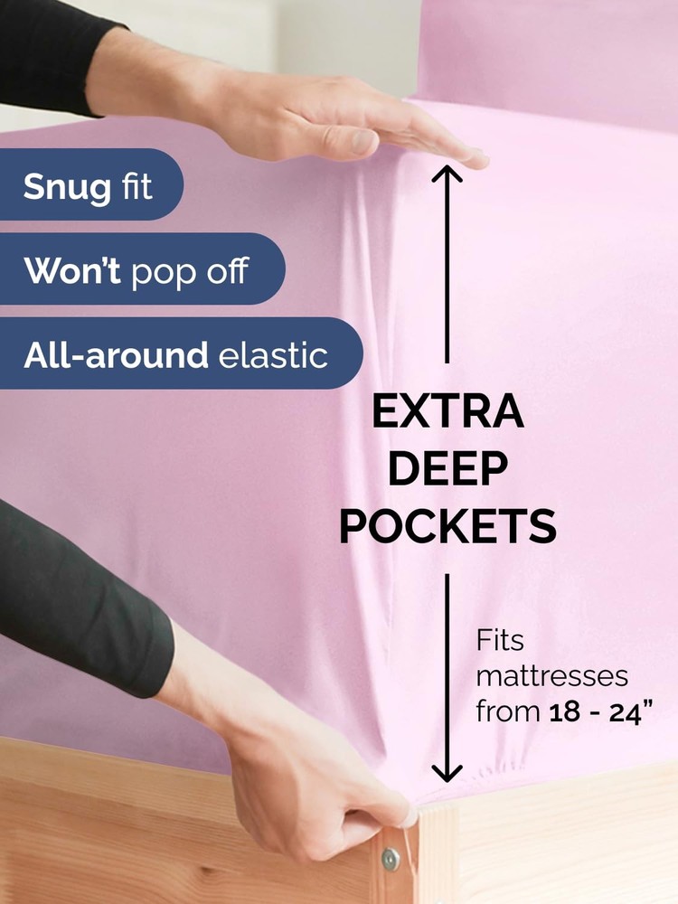 Extra Deep Twin Fitted Sheet - Hotel Luxury Single Fitted Sheet Only - Easily...
