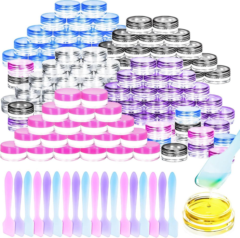 100 Pcs 3G Empty Plastic Containers with Lids,Tiny Makeup Sample Containers S...