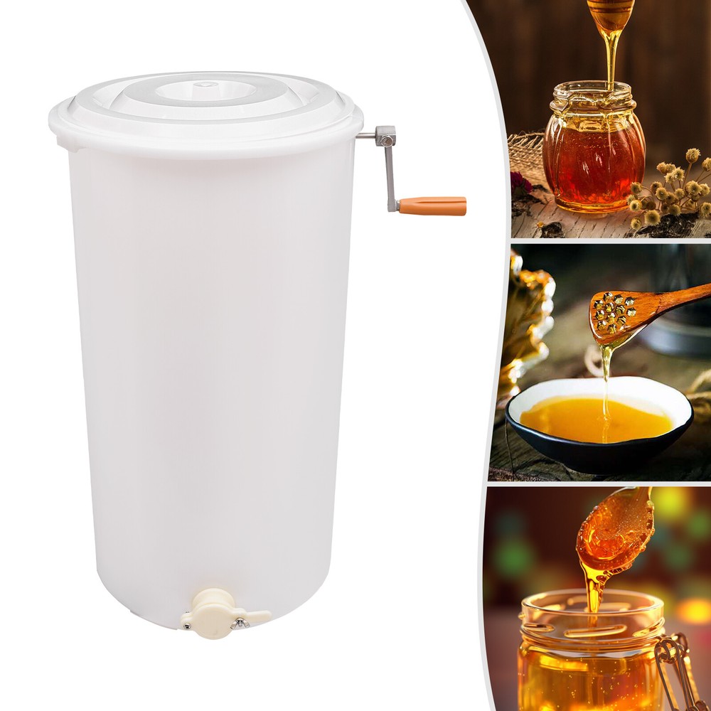White 2 Frame Honey Extractor Manual Use Spinner Beekeeping Equipment Plastic