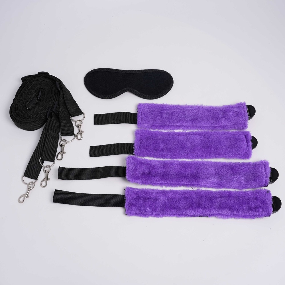 Bondage Set Tie on Bed Restraints Straps Cuffs Patch Couples Blindfold BDSM Play