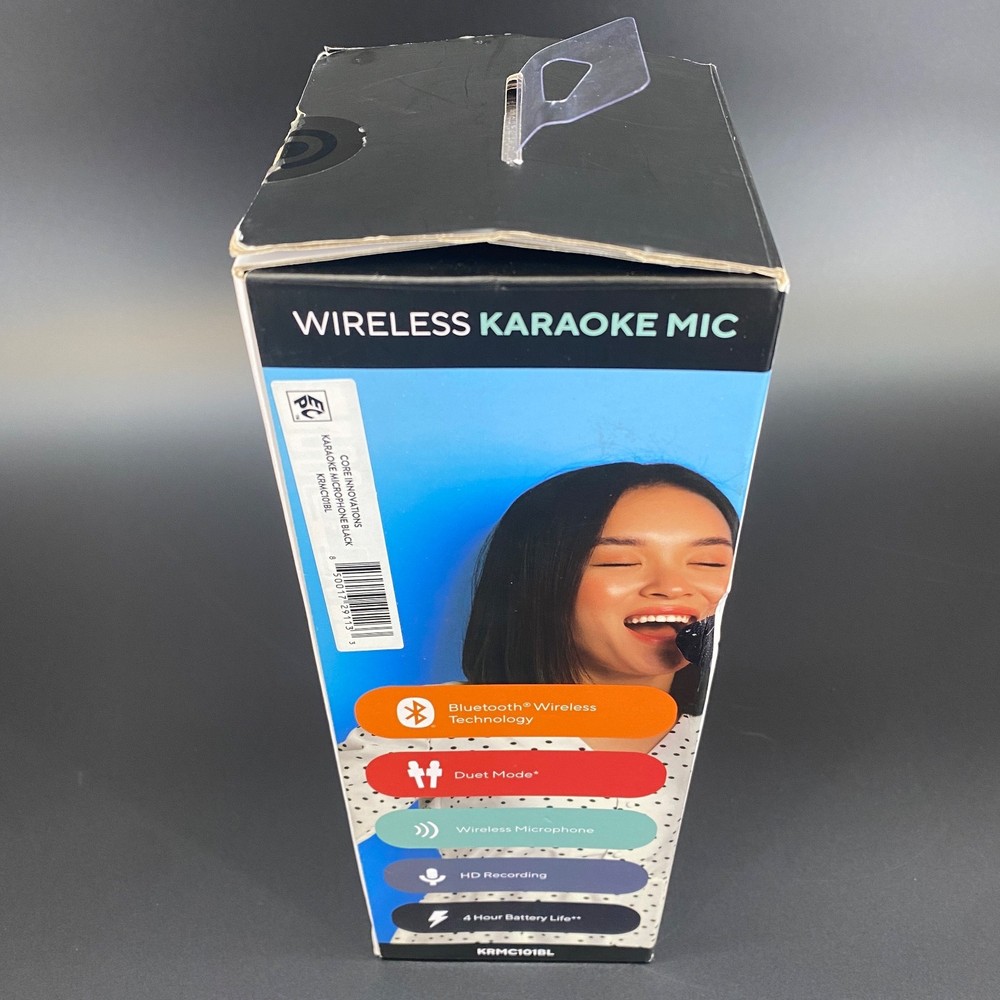 Core Innovations Karaoke Microphone Black Bluetooth Wireless Mic KRMC101BL