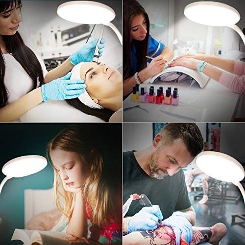 2 Pack Clip on Lamp,Battery Powered Reading Light,Clamp for Bed 2 Pack White