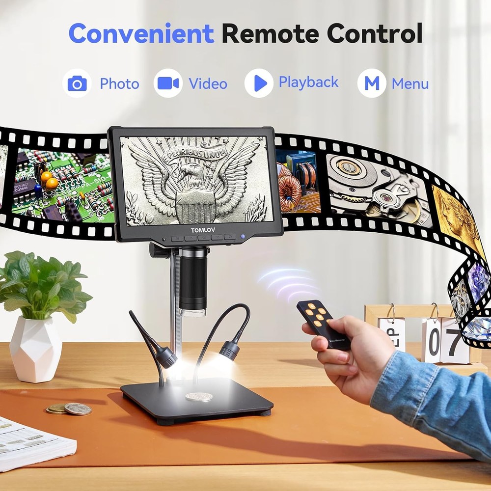 Digital Microscope 10" LCD Coin Microscope Camera 1080P 1200X Solder Microscope