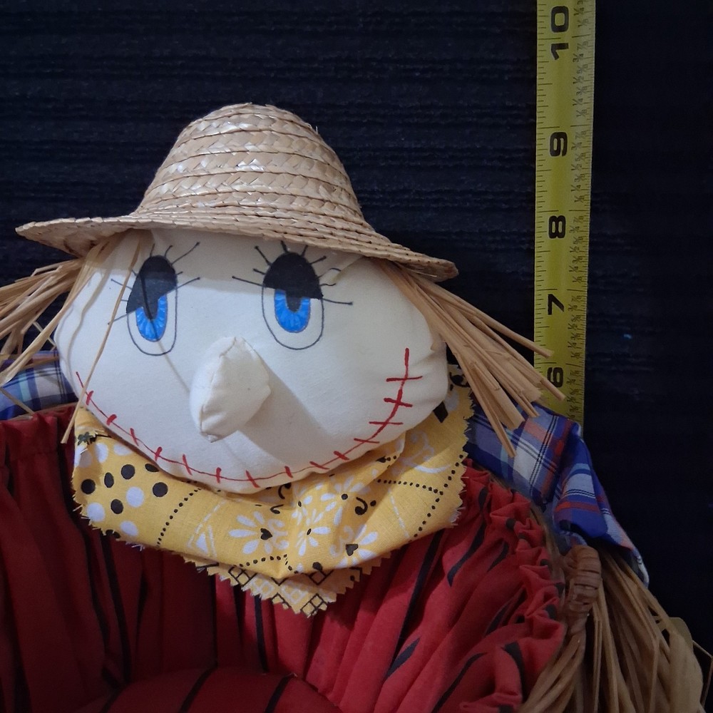 Fall Autumn Scarecrow Wicker Basket