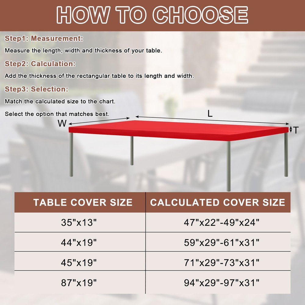 Fitted Tablecloth Fit 8ft Rectangle Table, Table Cover (96"x30", Red)