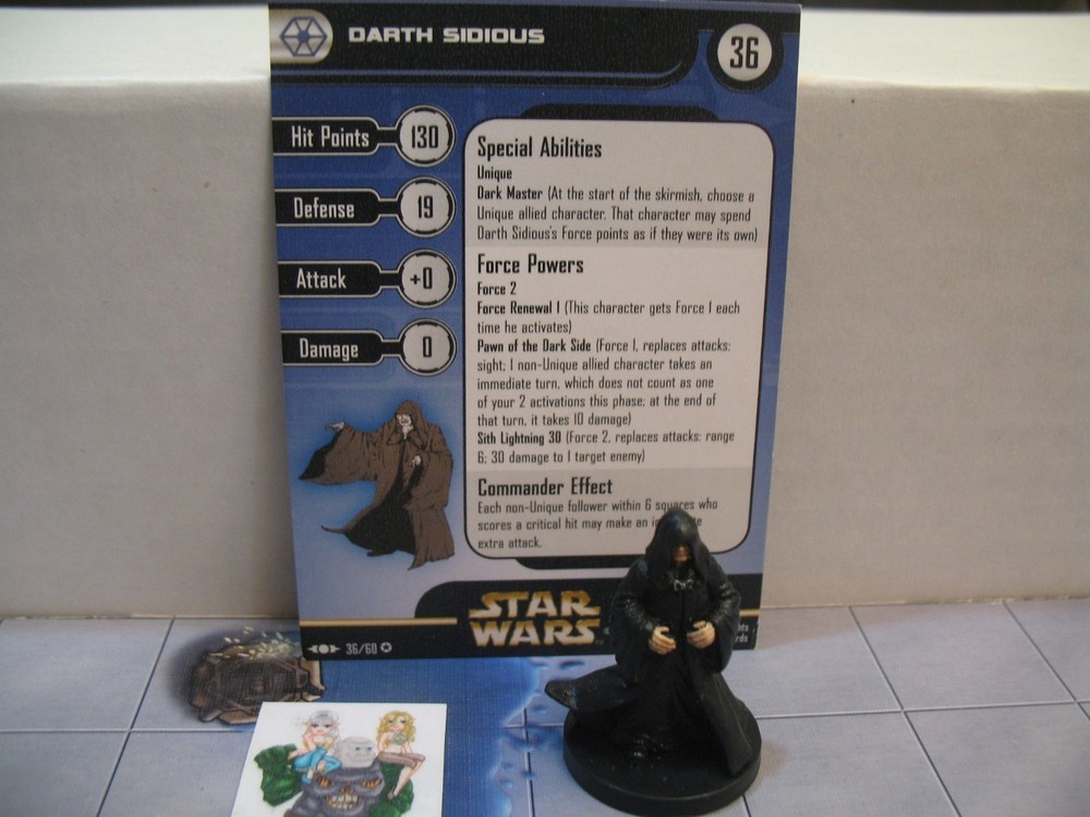 =Star Wars Miniatures CLONE STRIKE Darth Sidious 36/60 with card=