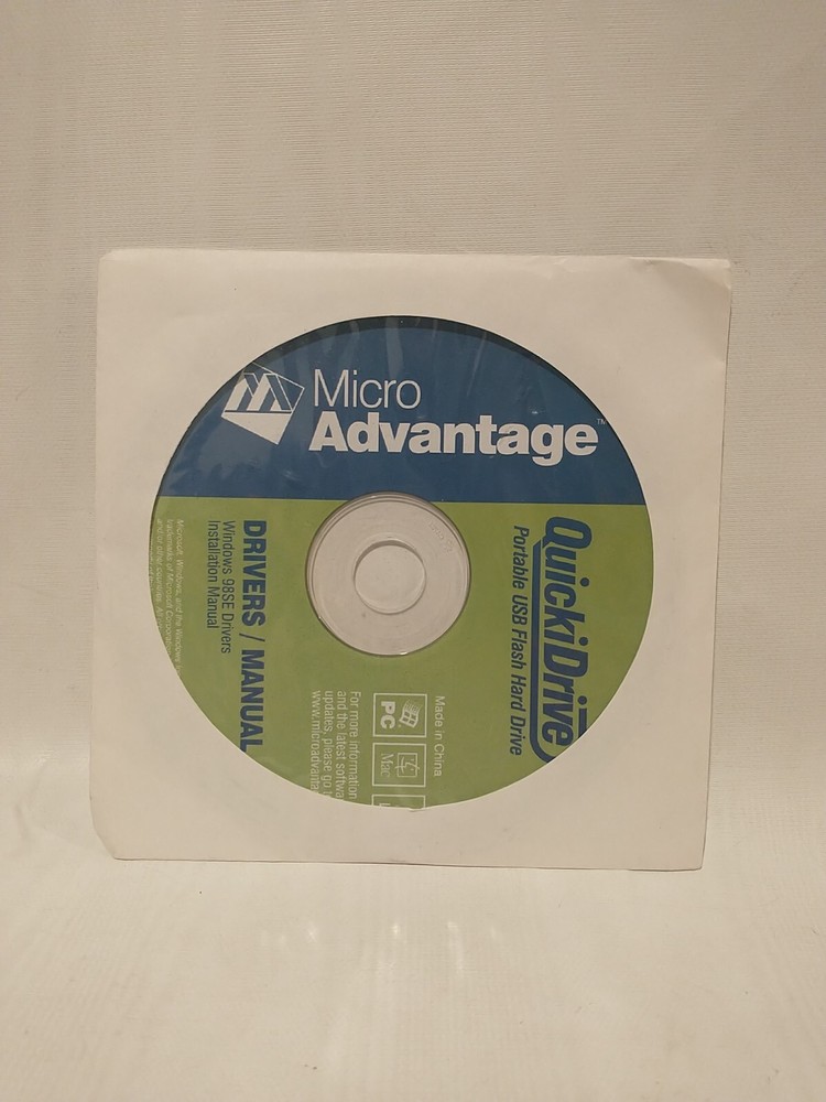Micro Advantage QuickiDrive Portable USB Flash Drive 98SE Drivers/Manual CD-ROM