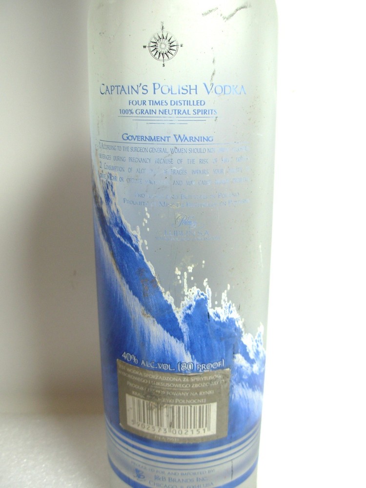 Kapitanska (Captain's) Polish Vodka Bottle (EMPTY)