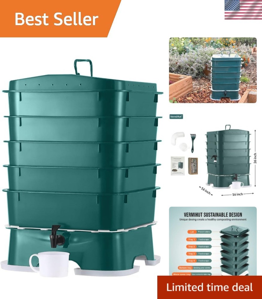 Plus 5 Tray Worm Composter Dark Green