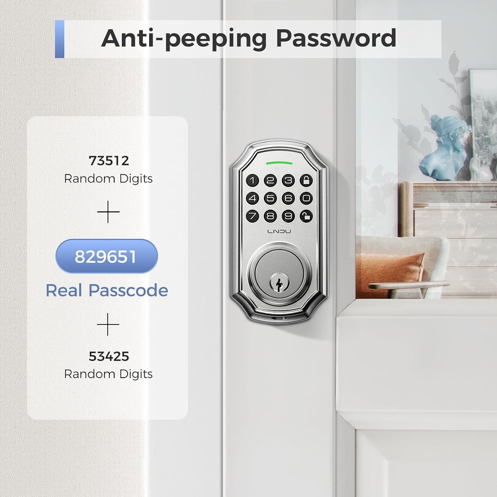 Smart Front Door Lock Set 100 Codes Electronic Keypad Deadbolt Keyless EntryD180