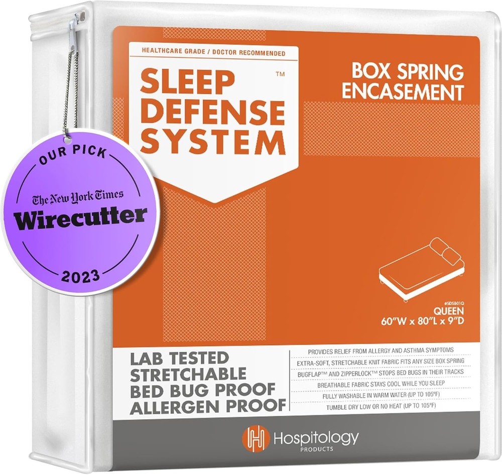 Box Spring Encasement - Zippered Bed Bug Dust Mite Proof Hypoallergenic - Sle...
