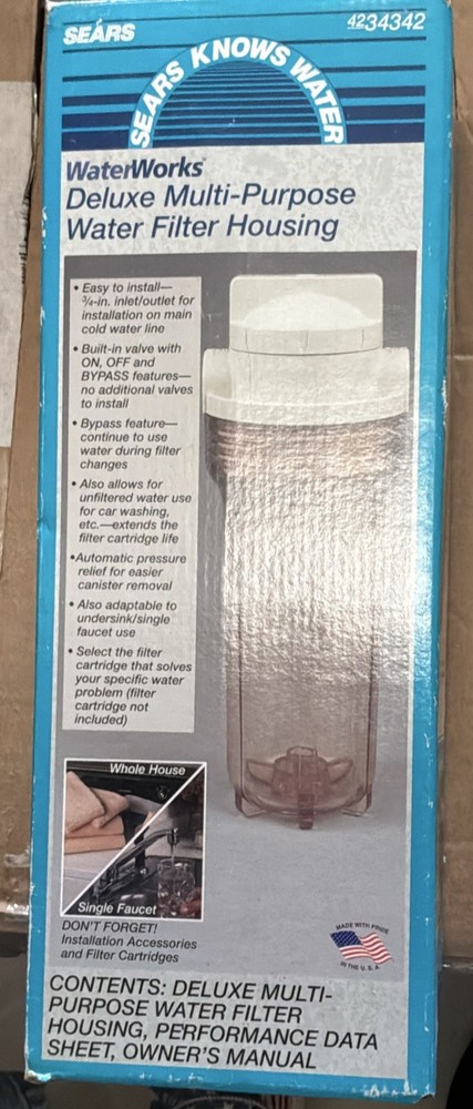 Sears WaterWorks Deluxe Water Filter Housing, Clear Plastic, Stand Alone
