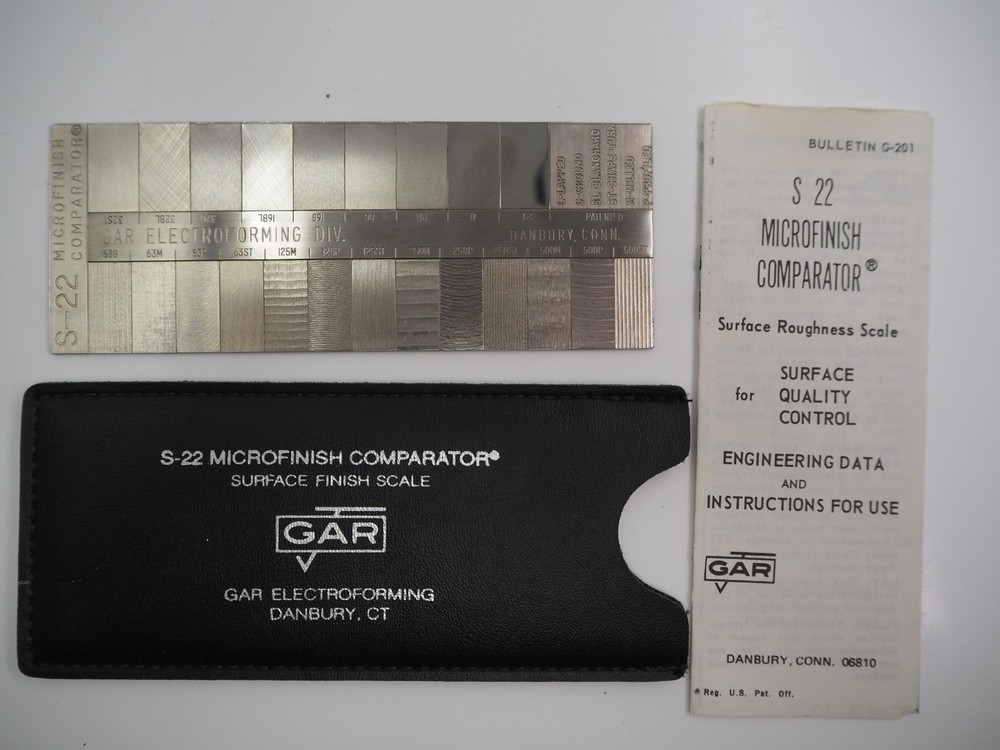 Gar Microfinish Comparator Surface Finish Scale S-22 Conventional Machining