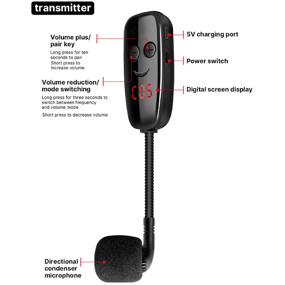 Microphone with Receiver Transmitter 50M Range Wireless For Trumpet Saxophone