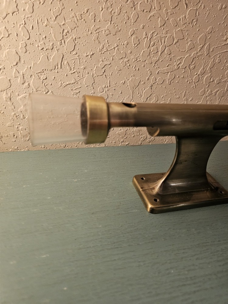 Vintage Solid Brass WallMounted CorkScrew, Lever Style W/Turned Wood Handle-Very