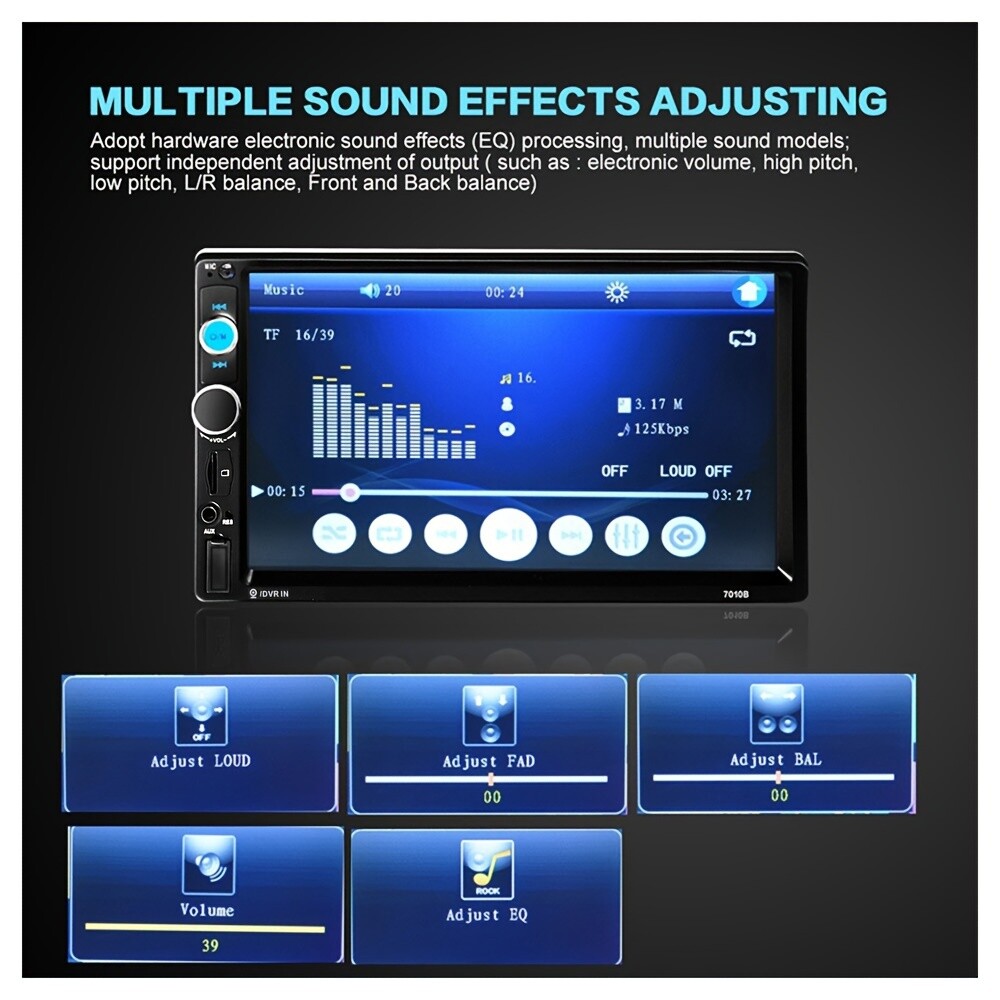 MP5 Car Player 2 Din 7 Inch Touch Screen Car Stereo Bluetooth + Backup Camera: