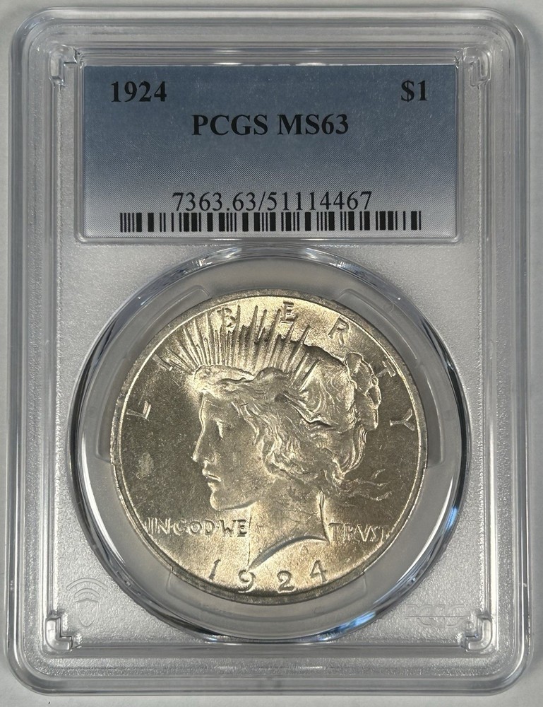 1924 Peace Silver $1 Dollar Coin PCGS MS 63