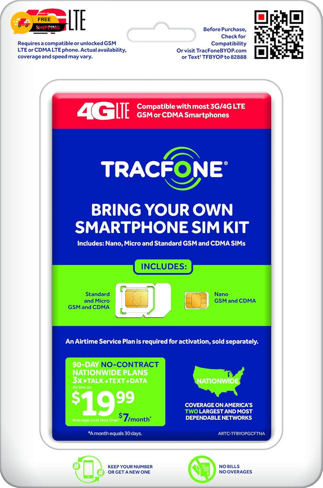 TracFone Bring Your Own Phone SIM Activation Kit – Retail Packaging