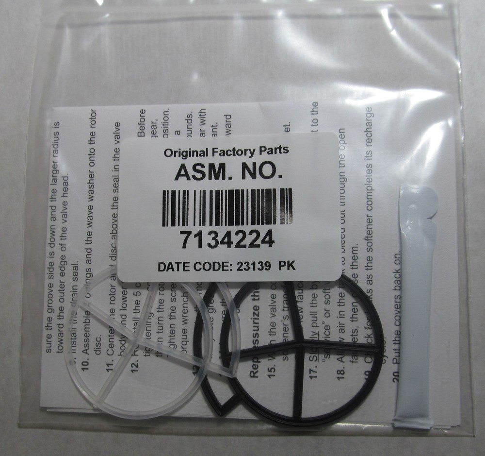 OEM 7134224 ECO/KENMORE/WHIRLPOOL/GE/NORTHSTAR WATER SOFTENER ROTOR SEAL KIT 3/4