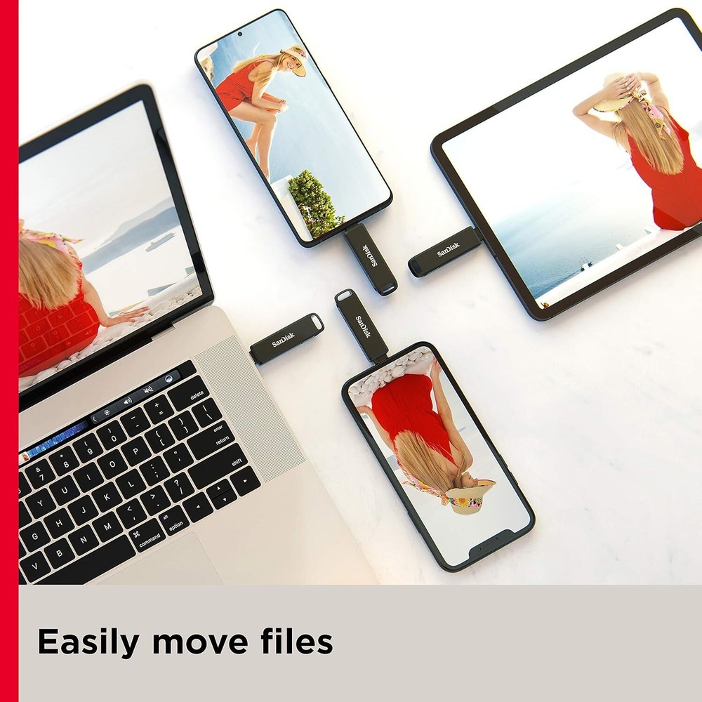 SanDisk iXpand Flash Drive Luxe 128GB with Lightning & USB C Ipad Iphone Android