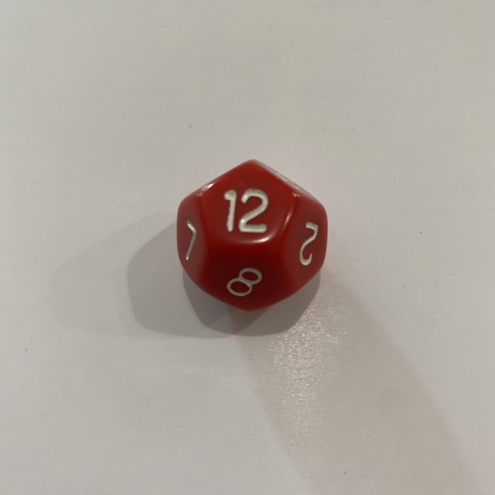 12 Sided Die Red Dice Board Game Replacement Piece Part New!