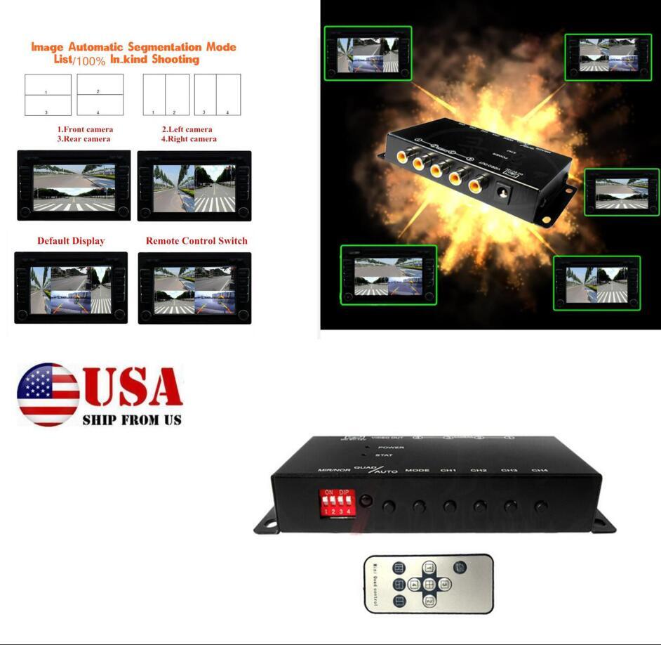 USA Car 4-Way Parking Camera 4 View Image Split-Screen Control Box +IR Control