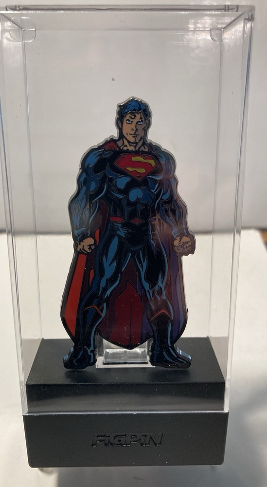Superman FigPin #37 Collectible Pinback in Display Case Comic Book Theme