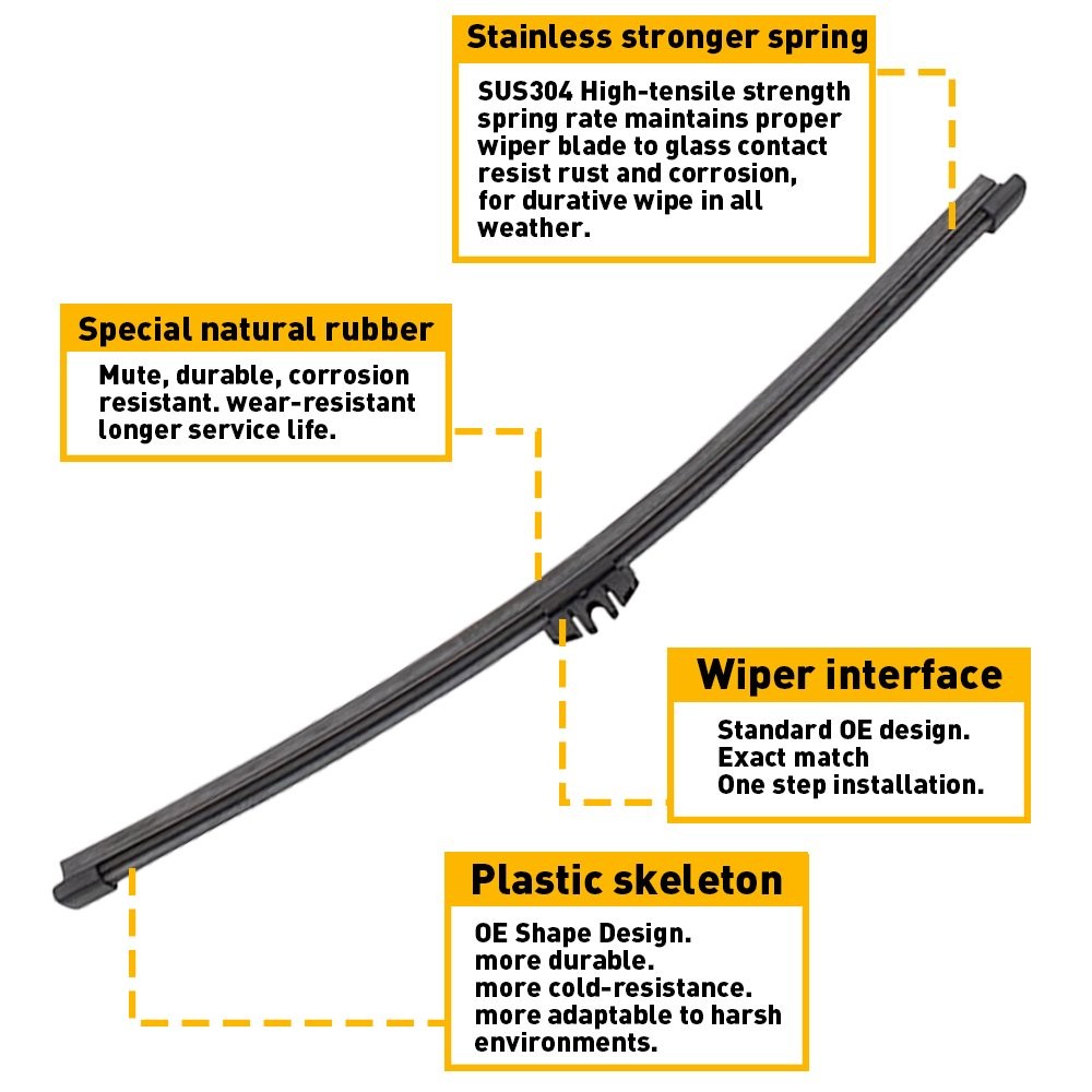 One Rear Window Windshield Wiper Blade Arm For Ford Escape Explorer 2013-2017 EH