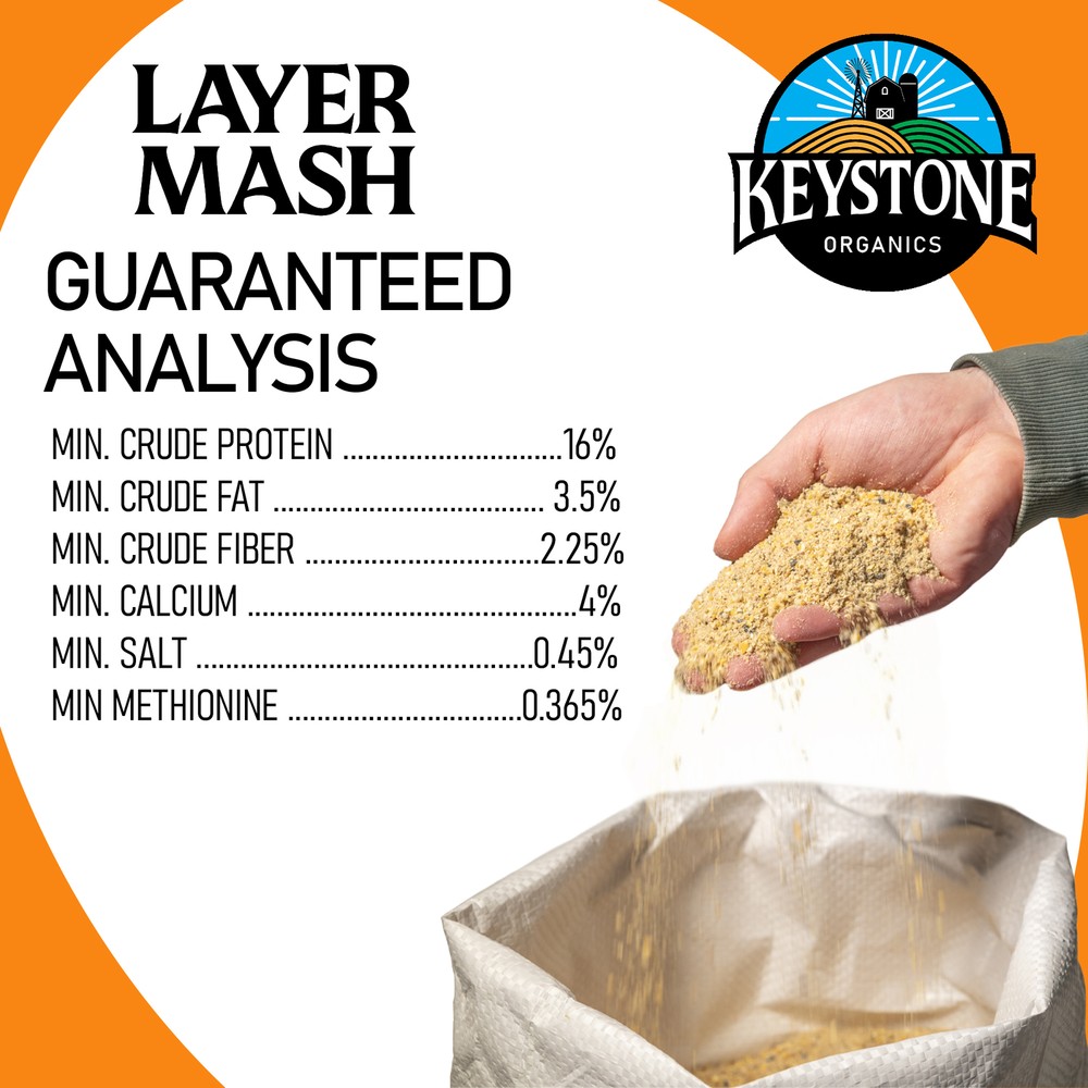 Keystone Organics USDA Layer Mash Chicken Feed, 44lbs