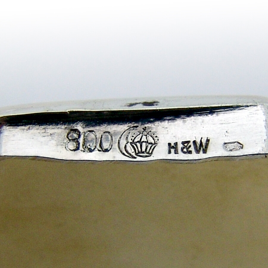 Engine Turned Octagonal Pill Box Gilt Interior German 800 Silver
