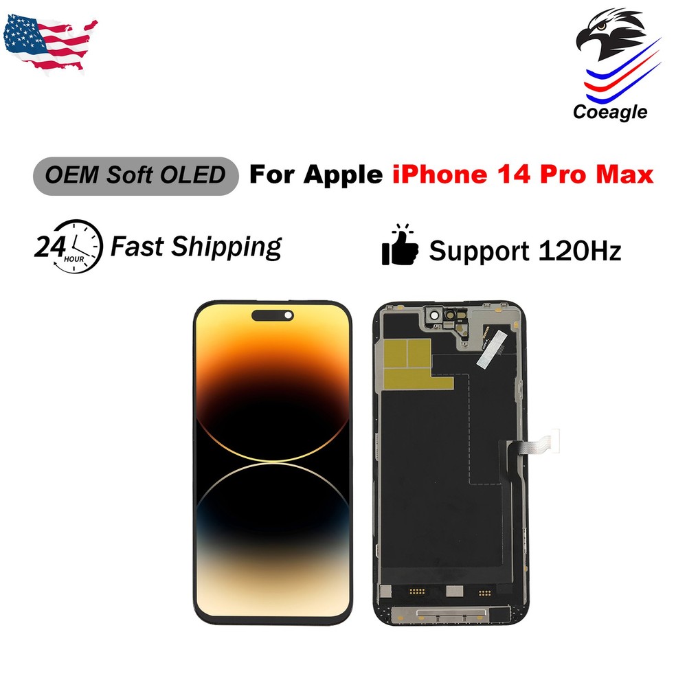 OEM Soft OLED For Apple iPhone 14 Pro Max 6.7in LCD Display Touch Screen Replace