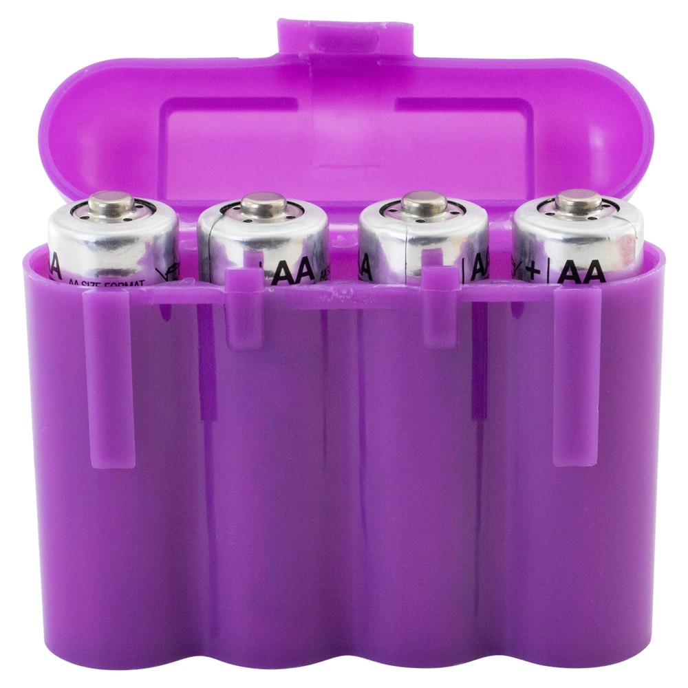 Six (6) EBC Battery AA AAA Purple Plastic Battery Storage Case Holder Box