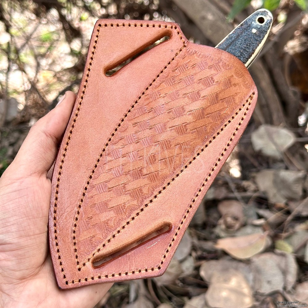 Universal 10" Fixed Blade Knife Sheath - Pure Cow Leather - Custom Engraved