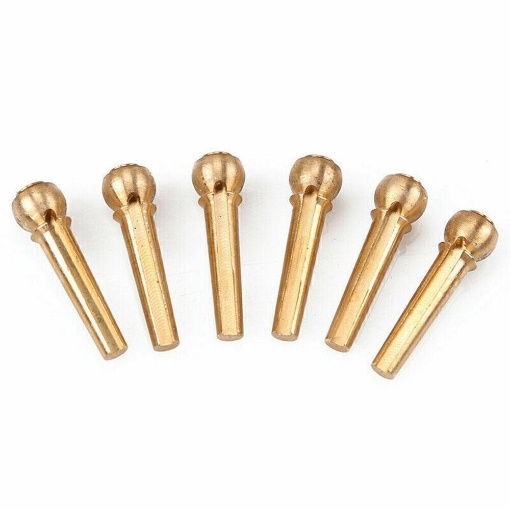 6Pack Acoustic Guitar Brass Bridge Fixed Pins Cone String Dot Solid String Nails