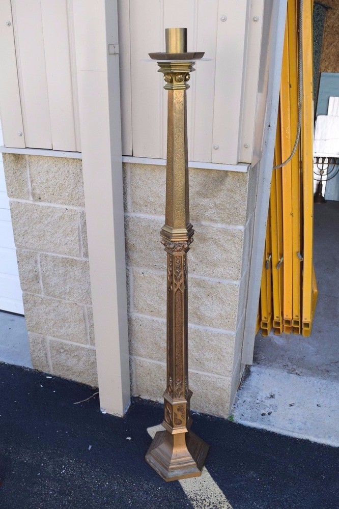 + Large Antique Gothic Paschal Candlestick + (CU164) + chalice co.