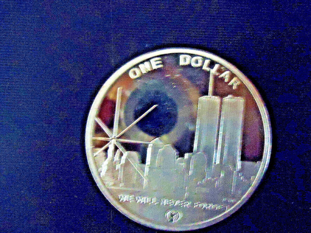 2004 $1 FREEDOM TOWER WE WILL NEVER FORGET --SILVER 100MIL CLAD TOKEN