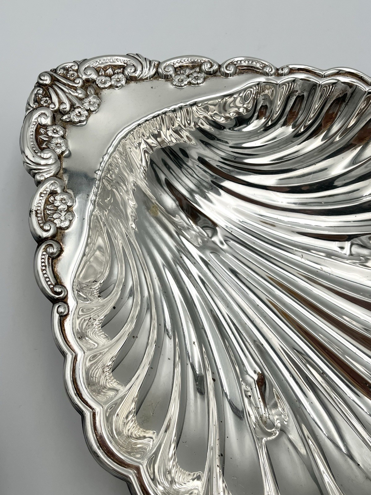 Set of 3 Vintage Silverplate Decorative Pieces 2 Shell Dishes & 1 Candle Holder