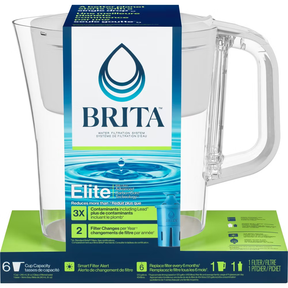 Brita Water Filter Soho Water Pitcher Dispensers with Longlast Water Filter -