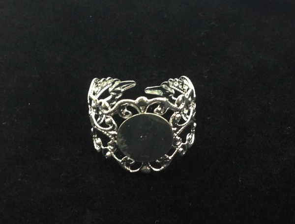 20PCS Silver Plated Adjustable Filigree Ring Blanks 18mm #22807
