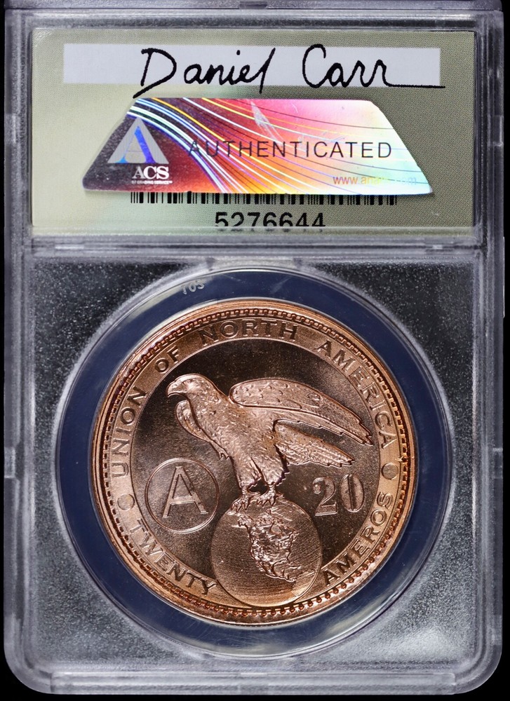 2009 D Token Dan Carr Moonlight Mint 20 Ameros Liberty Eagle PL ANACS MS69 DCAM