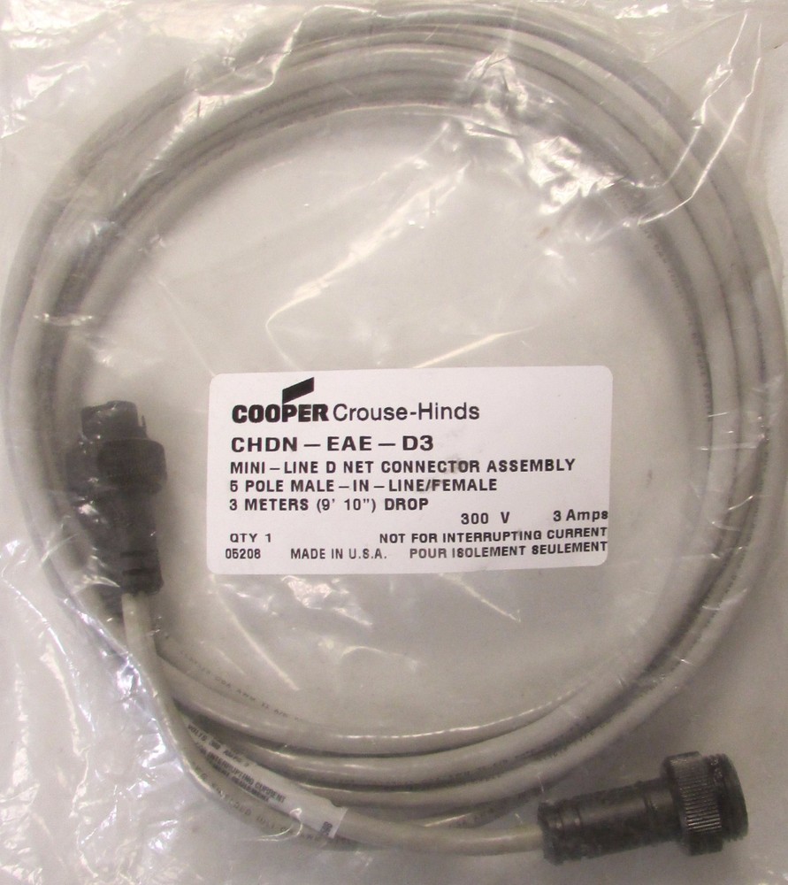 COOPER CROUSE HINDS Mini Line D Net Connector Cable CHDN EAE D3